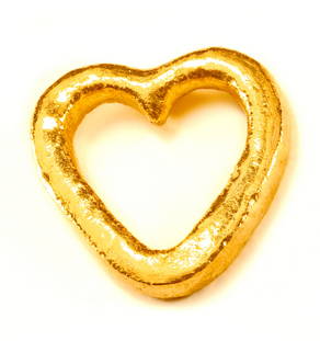 handgeschmiedetes Herz aus Feingold 999