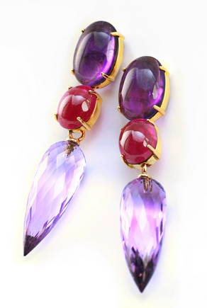 - XANADU - Ohrstecker gold, Amethyst & Rubin, ↕ 5c